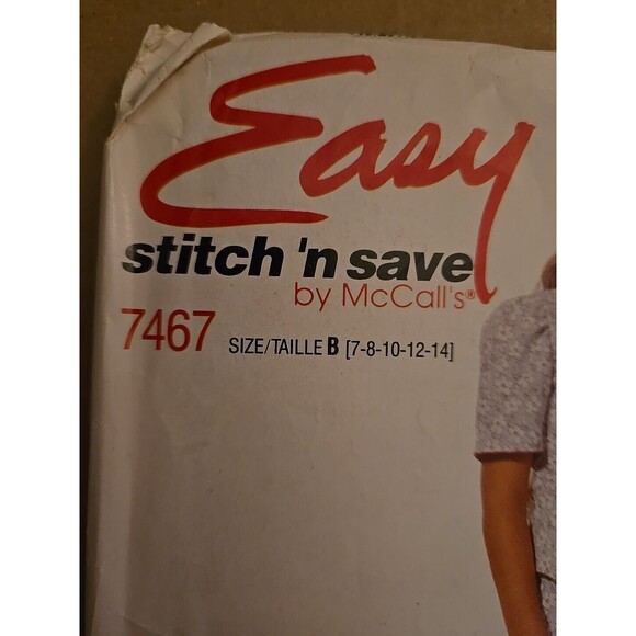 7467 Vintage McCalls SEWING Pattern Girls Top Pants Skirt Stitch n Save Sz 7-14 - Picture 3 of 9